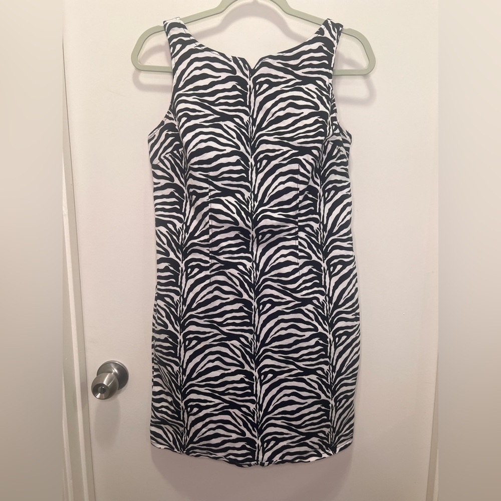 California Concepts Vintage Zebra Print Sleeveless Pencil Dress. - Picture 1 of 8